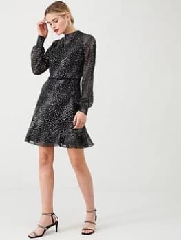 Oasis Glitter Star Skater Dress - Multi/Black, Size 10, Women