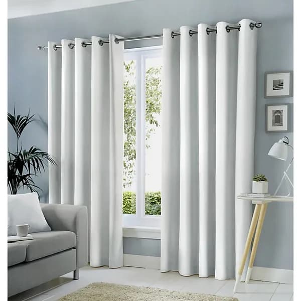 Fusion Sorbonne 100% Cotton Eyelet Lined Curtains, White, 46 x 72" - Fusion SNEWE46726LUU
