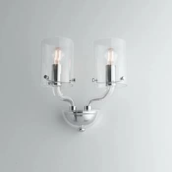 Fan Europe Lighting - Fan Europe AURORA Wall Lamp with 2 Light Glass Shades Transparent 31x24x17cm