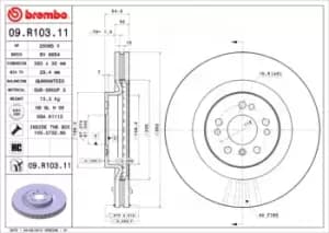 BREMBO Brake disc 09.R103.11 Brake rotor,Brake discs MERCEDES-BENZ,M-Klasse (W164),R-Klasse (W251, V251),GL (X164)