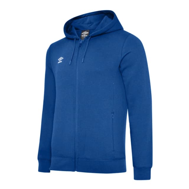 Umbro Club Leisure Full Zip Drawstring Hoodie in Mid Blue Size: 11-12 Years Mid Blue Unisex 11-12 Years