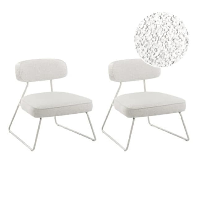 Beliani Set Of 2 Fabric Armchairs Off-White Frovi