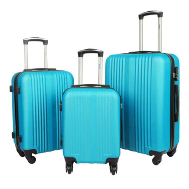 Groundlevel Turquoise Delta Stripe 3 Piece Luggage Set