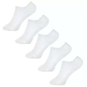 Childrens Girls Cotton Rich Invisible Socks (5 Pairs) (4-6 UK) (White)
