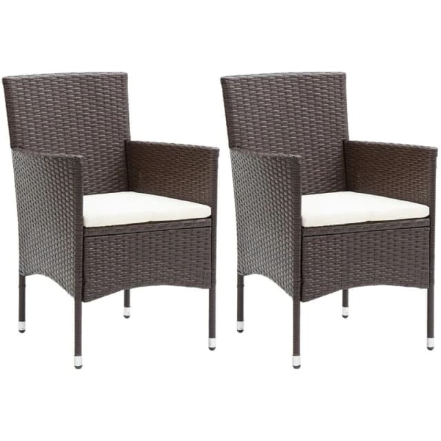 VIDAXL Garden Dining Chairs 2 pcs Poly Rattan Brown Vidaxl 8720286917787