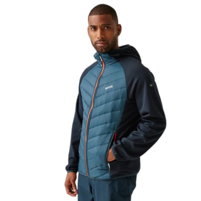 Regatta Mens AndresonVIII Hybrid Padded Hooded Jacket S - Chest 37-38' (94-96.5cm) Moonlight Denim/Navy(Tangerine) RMN228-H7T-S