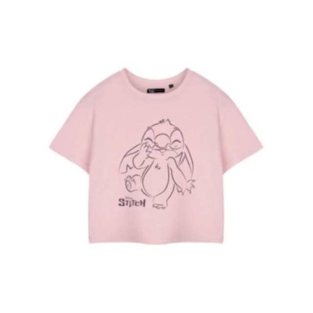 Disney Cropped Short Sleeved T-Shirt Pink female