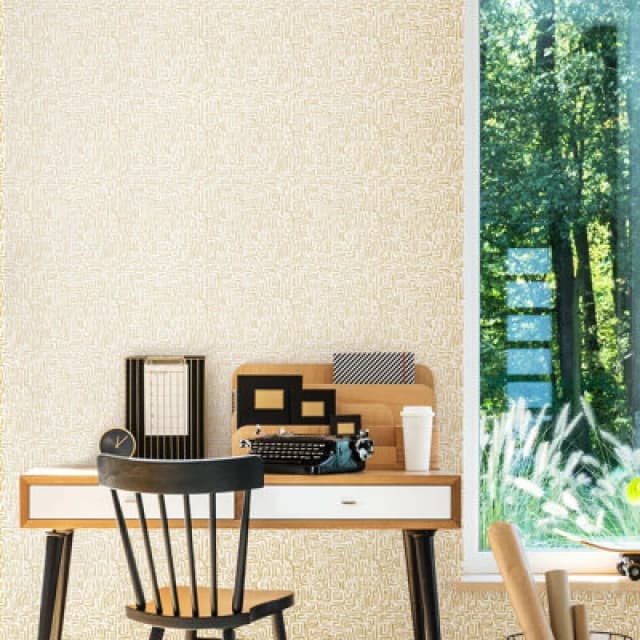 Hoopla Walls Maze Squiggle - Soft Straw 10M Wallpaper