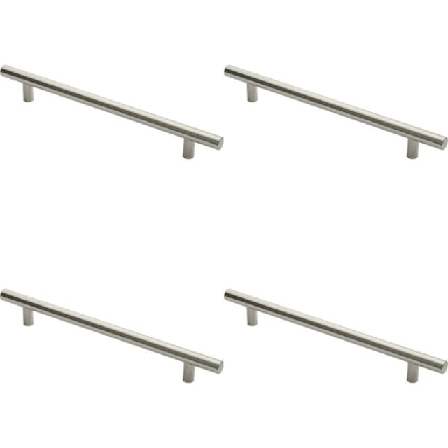 Loops 4x Straight T Bar Pull Handle 600 x 30mm 450mm Fixing Centres Satin Steel Metallics unisex