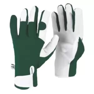 Kew Gardens Leather Palm Gardening Gloves Green L