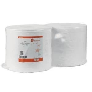 5 Star Facilities Giant Wiper Roll 2 ply Perforated Sheet 370x370mm 40gsm 1000 Sheets White Pack of 2