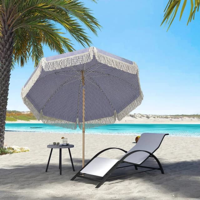 Outsunny 1.7 M Beach Umbrella, Adjustable Height Portable Parasol, Blue