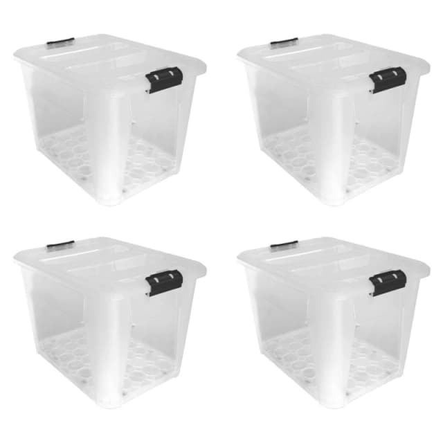 JVL Clip Lid Plastic S/Box 6Wheels - 60L S/4 Hard Storage 60L Clear 39896669000