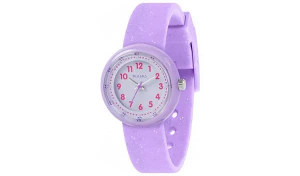 Tikkers Tikkers Kid's Purple Glitter Silicon Strap Watch