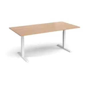 Elev8 Touch boardroom table 2000mm x 1000mm - white frame and beech top