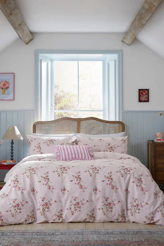 Helena Springfield 'Blossom Print' Cotton Duvet Cover Set in Pink Size: King Pink Unisex King