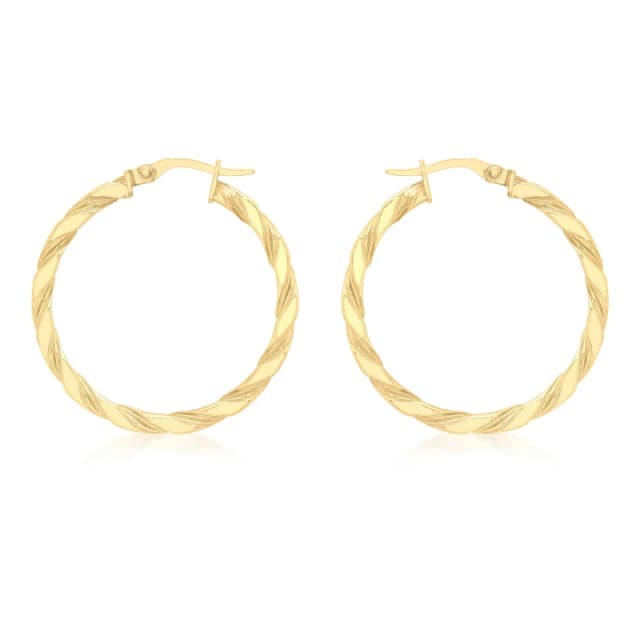Be You 9ct Gold Twist Hoop Earrings Yellow Gold female One Size