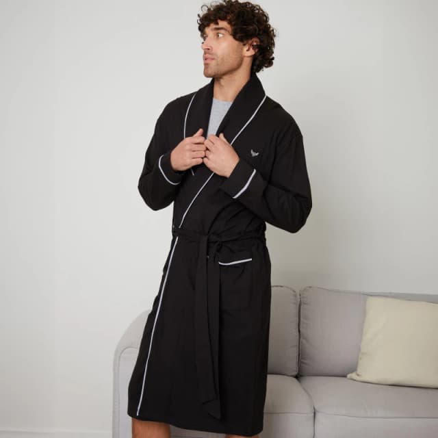Threadbare 'Virgo' Dressing Gown Black
