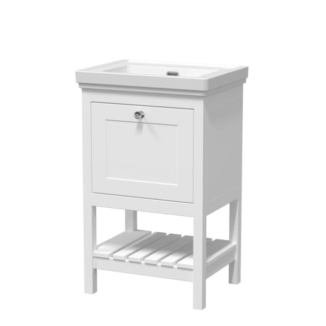 Balterley Floor Standing 1 Drawer Vanity 0 Tap Hole Fireclay Basin White 500mm White