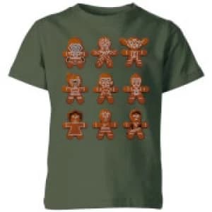 Star Wars Gingerbread Characters Kids Christmas T-Shirt - Forest Green - 11-12 Years