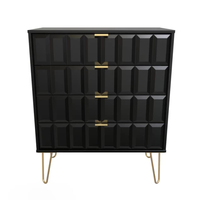 Ready Assembled 2 U Metro 4 Drawer Chest (Ready Assembled) in True Black Size: Medium True Black Unisex Medium