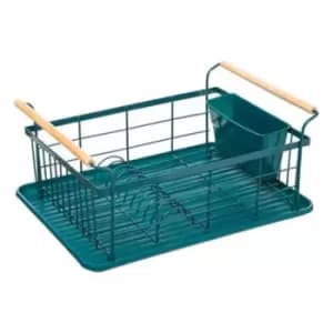 5Five Modern Dishrack With Bamboo Handle - Teal