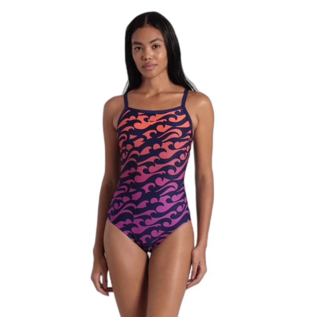 Womens 1 Piece swimsuit Arena Surfs Up Lightdrop Back Bleu Female 44