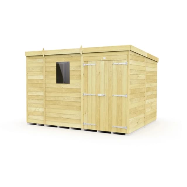 Buttercup Farm 9 x 8 Feet Pent Shed - Double Door W/ Windows - L231 x W276 x H201cm in Brown Brown Unisex