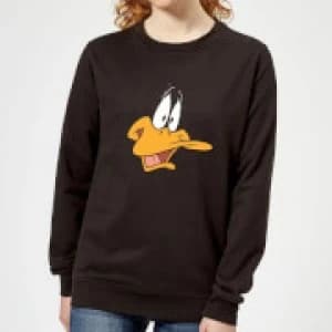 Looney Tunes Daffy Duck Face Womens Sweatshirt - Black