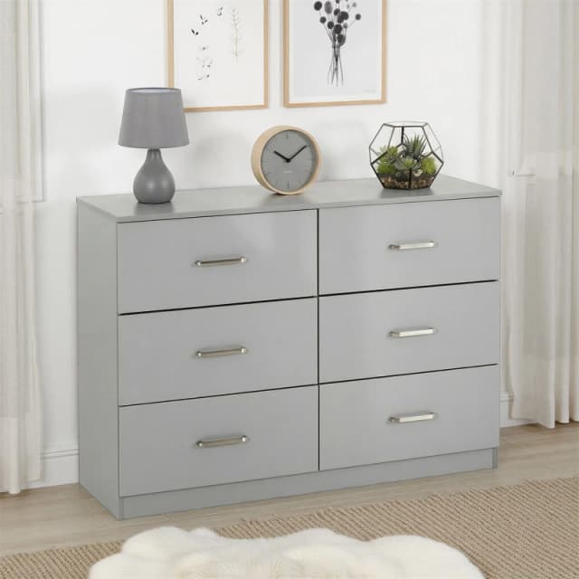Seconique Dakota 6 Drawer Chest - Light Grey 100-102-213