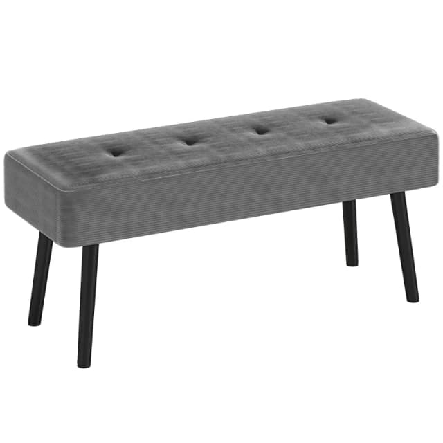 HOMCOM End of Bed Bench with Thick Padding and Steel Legs for Entryway - Grey TJ Hughes 5063603915848