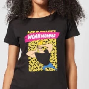 Johnny Bravo Woah Momma Womens T-Shirt - Black