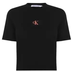 Calvin Klein Jeans Badge Crop T Shirt - Black