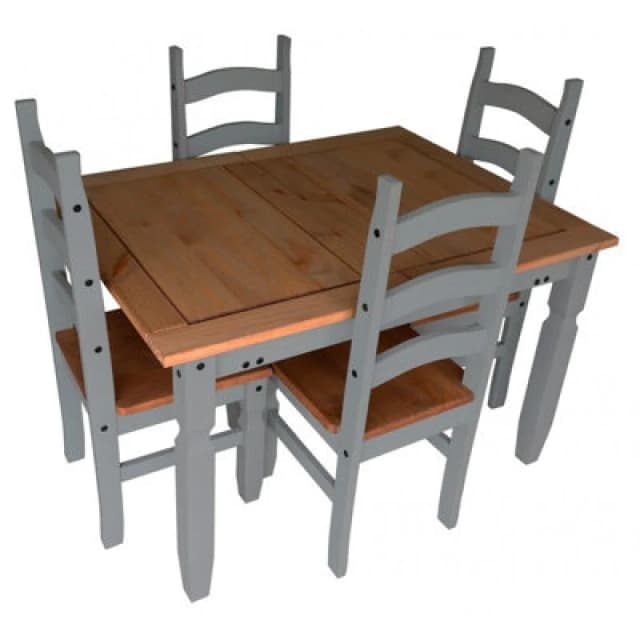 MERCERS FURNITURE Mercers Furniture - Corona Grey Wax Small Extending Dining Table & 4 Chairs 5060765291391
