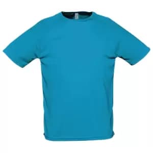 SOLS Mens Sporty Short Sleeve Performance T-Shirt (XXS) (Aqua)