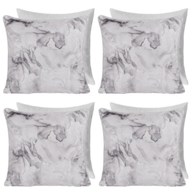 OHS OHS 4 Pack Marble Matte Velvet Filled Cushion Covers in Light Grey Size: 45cm x 45cm Light Grey 45cm x 45cm Unisex 5027434216437