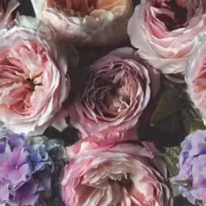 Grandeco Romantic Flowers Pink 3 Lane Wall Mural