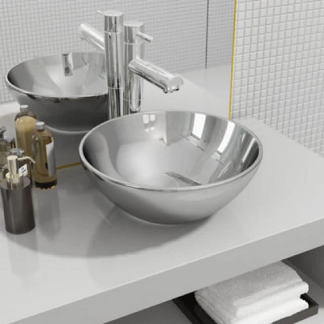 vidaXL Wash Basin 32.5x14cm Ceramic Silver 143483
