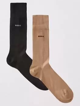 BOSS Bodywear 2 Pack Rs Vi Bamboo Socks, Beige, Size 6-8.5, Men