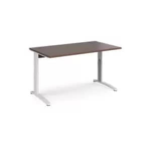 Office Desk Wheelchair Friendly Rectangular Desk 1400mm Walnut Tops With White Frames TR10