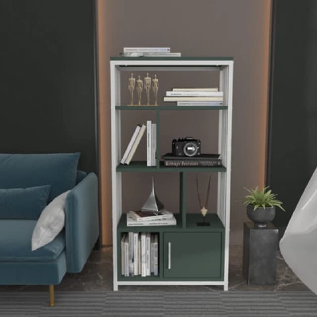Decorotika Valero Bookcase Shelving Unit White & Green