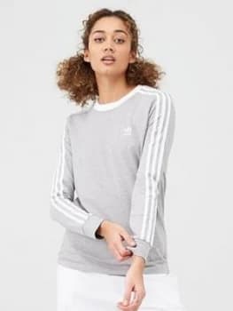 Adidas Originals 3 Stripe Long Sleeve T-Shirt - Grey