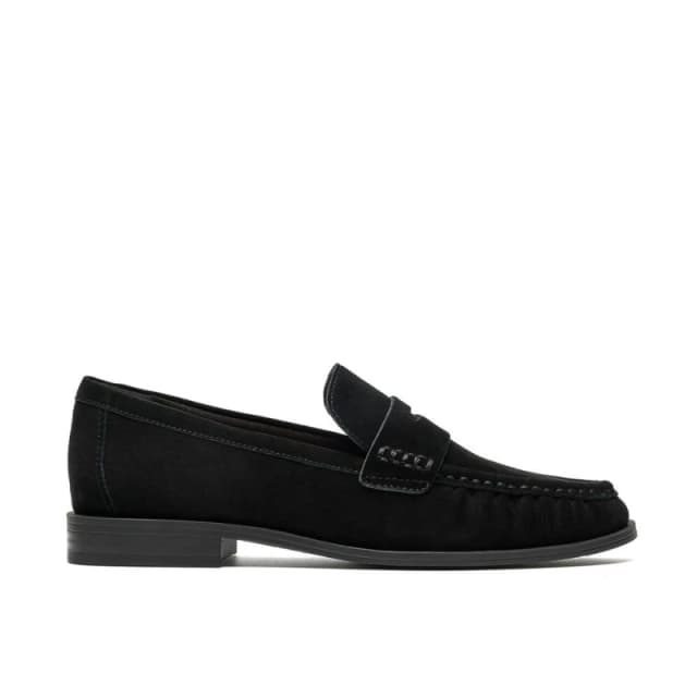 Clarks Womens Alixea Walk Black Suede Loafers, Slip Ons Size: 7-Standard Fit Black Female 7-Standard Fit