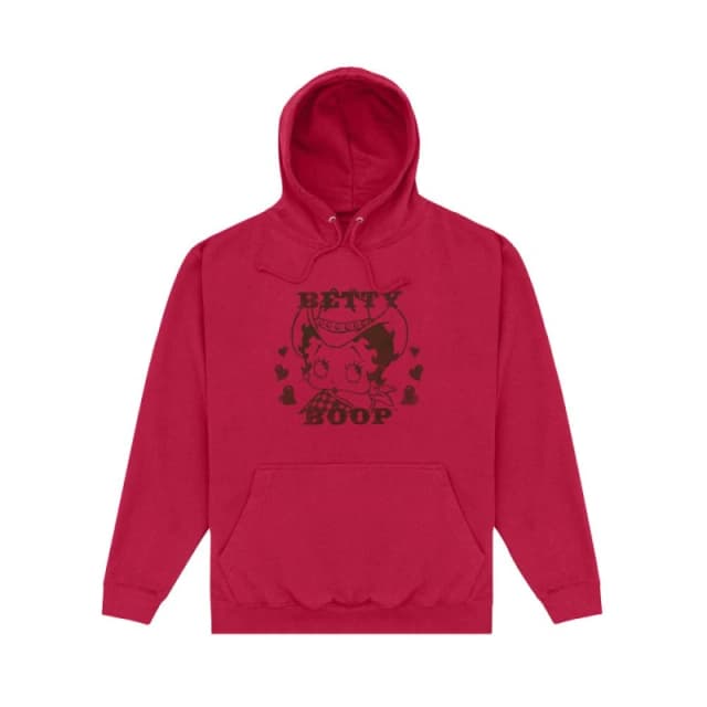 Betty Boop Mens Cowgirl Hoodie in Dark Red Size: Small Dark Red Male S