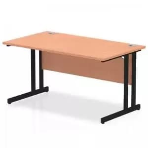 Impulse 1400 x 800mm Straight Desk Beech Top Black Cantilever Leg