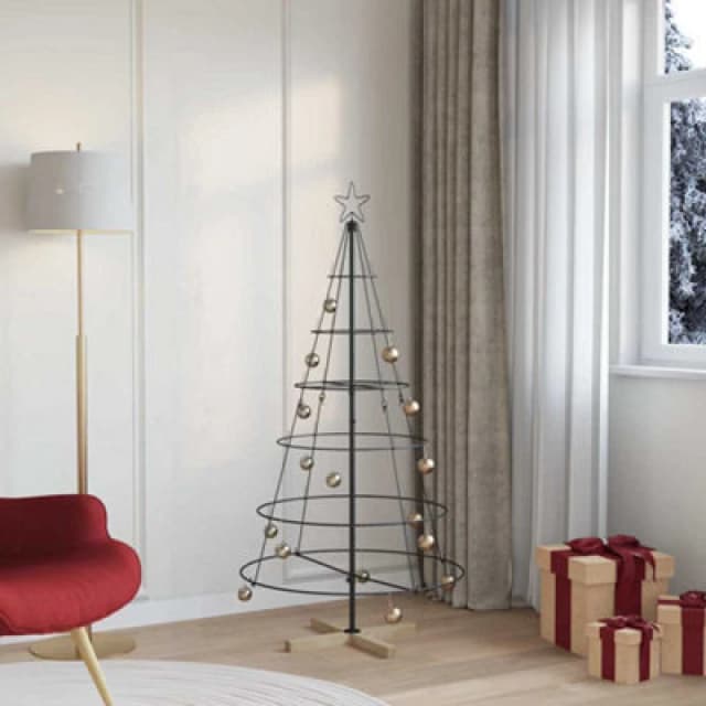 Vidaxl Christmas Cone Tree With Stand Black 150 Cm Steel