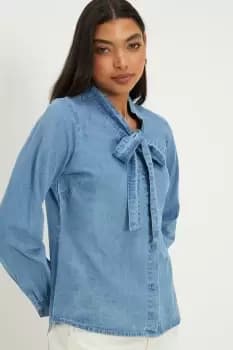 Denim Pussybow Blouse