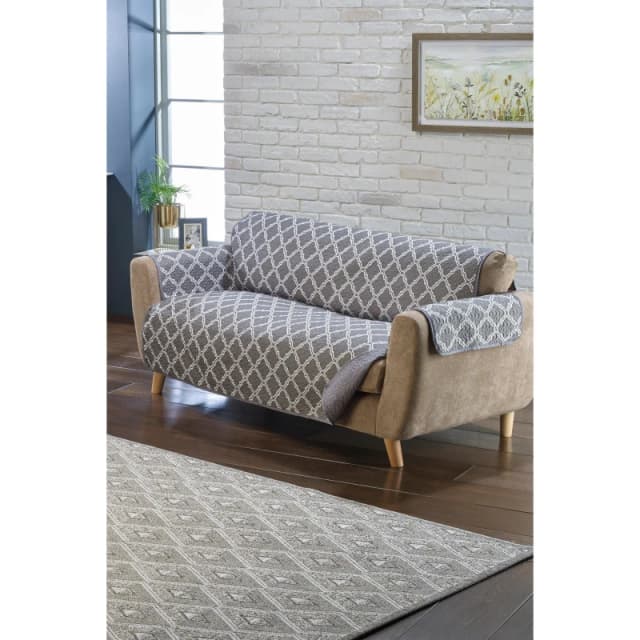 Homelife Reversible Quilted Geo Print Furniture Protector - Grey Grey One Size