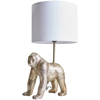 Gorilla Metal Table Lamp with Drum Lampshade - White