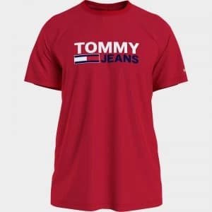 Tommy Jeans Mens Corporation Logo T-Shirt - Deep Crimson - M
